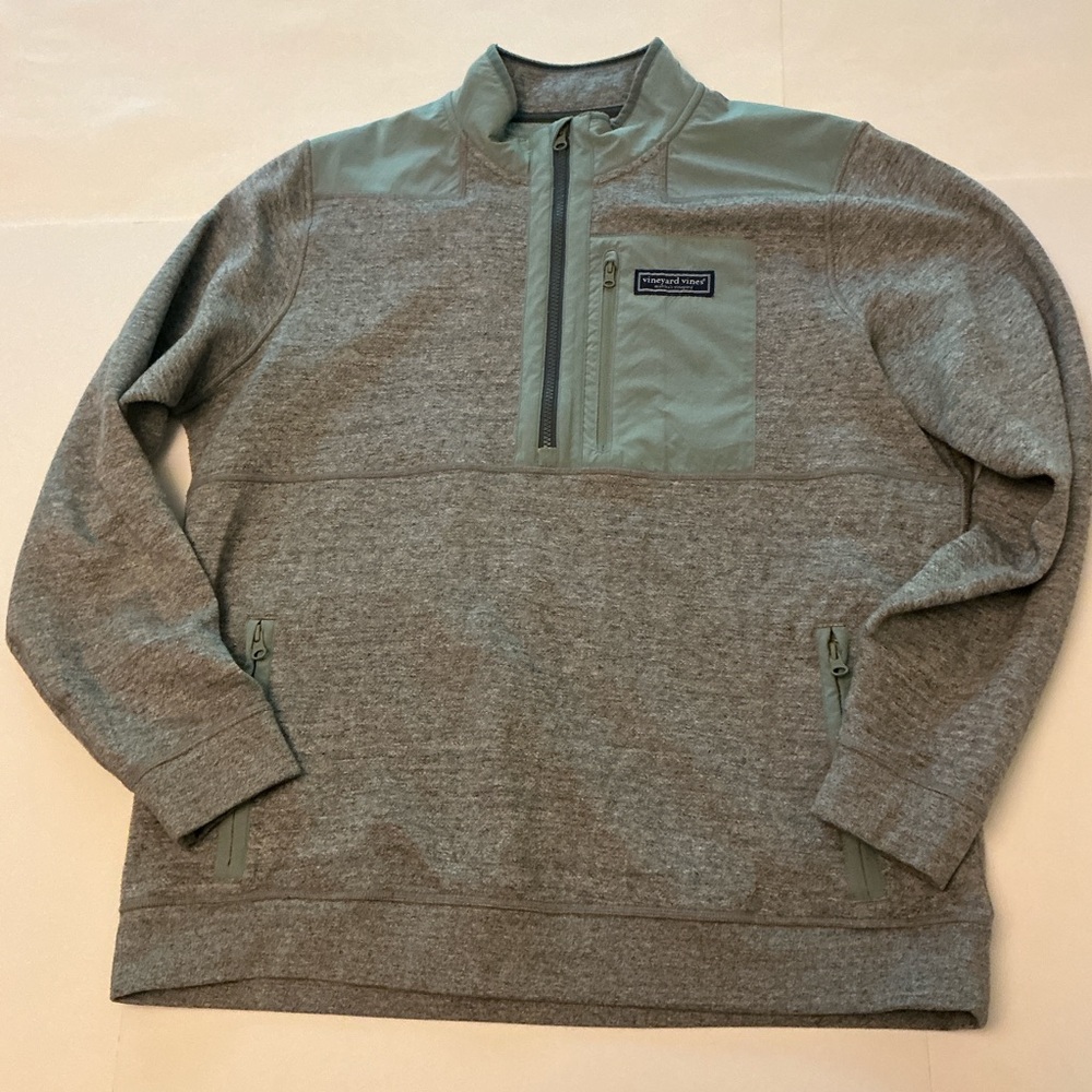 Vineyard Vines Grey and Green SuperShep Shirt Size Large